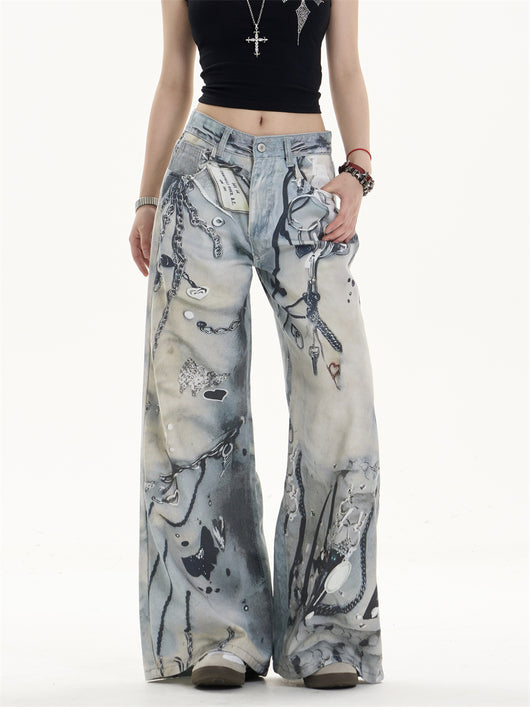 Pantalones Vaqueros Rectos de Pierna Ancha con Múltiples Bolsillos - Image 9