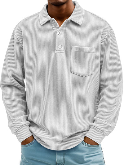 Polo Manga Larga de Pana a Rayas para Hombre - Image 6