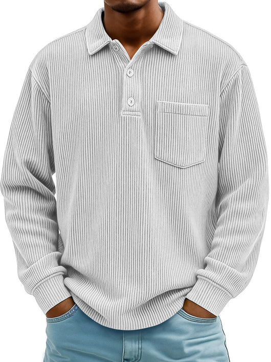 Polo Manga Larga de Pana a Rayas para Hombre - Image 6