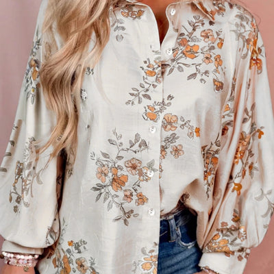Camisa Retro Estampada de Manga Larga para Mujer - Image 5