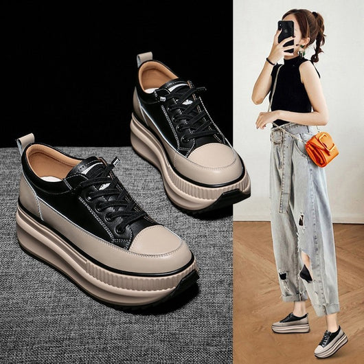 Zapatos Deportivos de Plataforma para Mujer con Suela Gruesa Transpirable y Cordones - Image 4