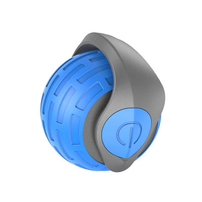 Orange and grey smart pet cat ball, an automatic electric rolling toy with a textured surface and power button. - Image 7