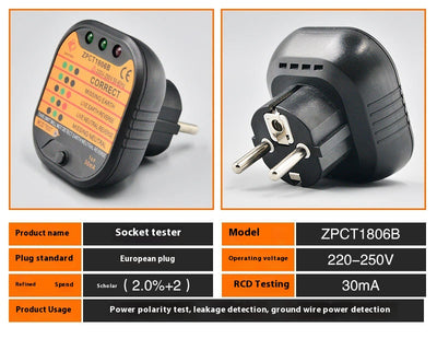 Probador de Enchufes con Detector de Polaridad y Fugas a Tierra - Image 8
