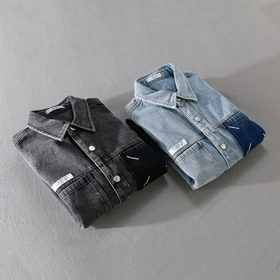 Camisa Denim Retro de Manga Larga para Hombre - Image 3