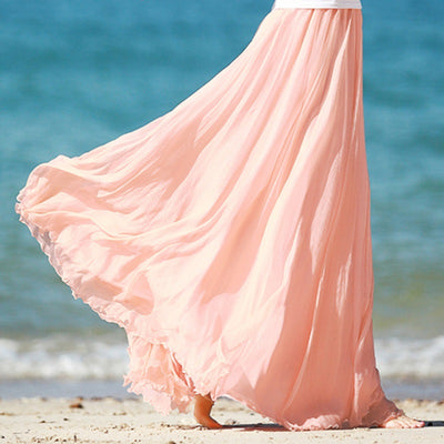 Vestido Playero Elegante de Gasa de Seda Dorada - Corte Amplio