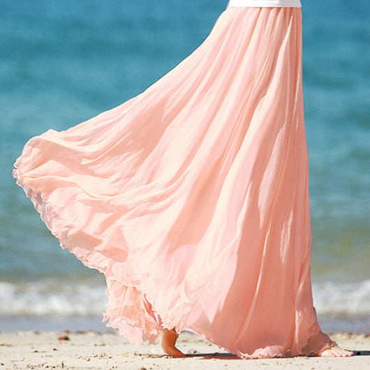 Vestido Playero Elegante de Gasa de Seda Dorada - Corte Amplio