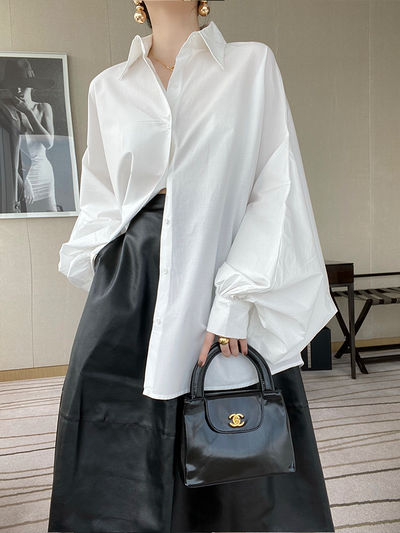 Blusa de Algodón Puro Blanca con Mangas Farol - Diseño Minimalista Versátil - Image 6