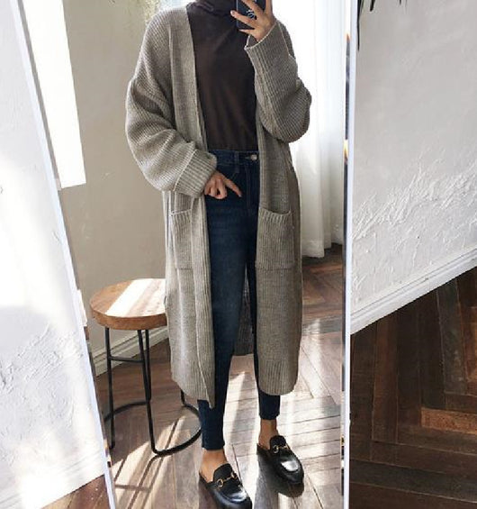 Suéter Cardigan Mujer Tejido Suelto Manga Larga Textura Crepé Color Liso - Image 10