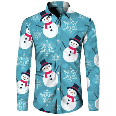 Camisa Hawaiana Navideña 3D Digital Hombre Talla Grande Casual Retro - Image 5