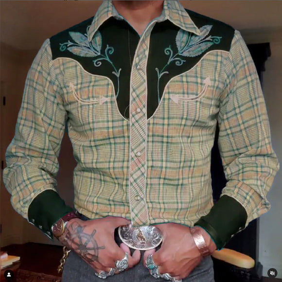 Camisa Casual de Manga Larga con Estampado 3D