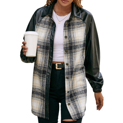 Chaqueta Casual de Cuadros con Paneles Sueltos y Bolsillos Dobles - Image 5
