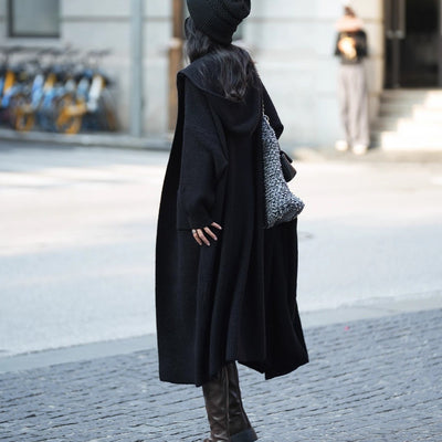 Cardigan Largo Tejido para Mujer con Capucha - Abrigo Tipo Trench - Image 18