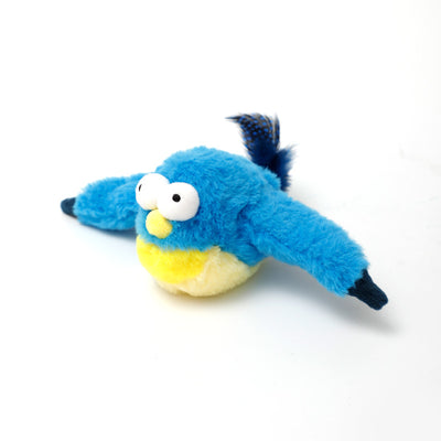 Plush woodpecker pet toy with a red crest, black and white body, speckled gray wings, and black tail feathers. - Image 9
