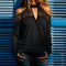 Blusa Suelta V-Neck con Drapeado de Encaje al Hombro