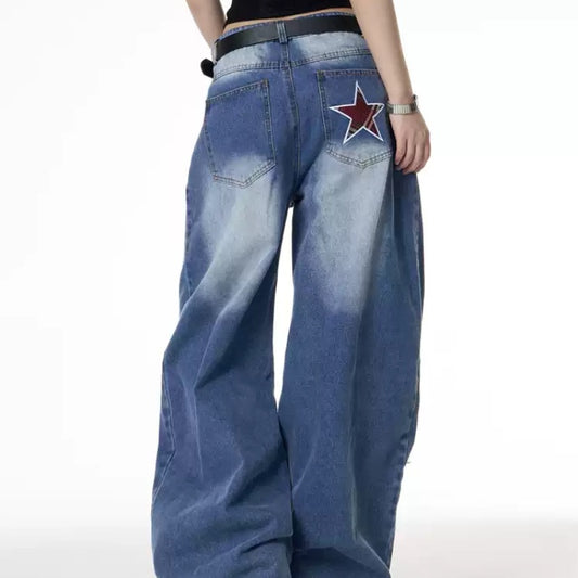 Jeans Anchos Retro Street Hot Girl XINGX con Estampado para Mujer - Image 2