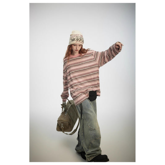 Camiseta a Rayas de Manga Larga - Sudadera Versátil para Hombre y Mujer - Image 2
