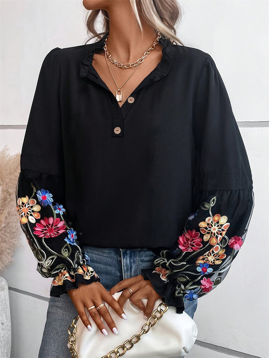 Blusa Larga de Mujer Estilo Europeo y Americano con Cuello en V para Verano - Image 6