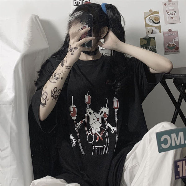 Camiseta Mujer Manga Corta Ajustable y Suelta