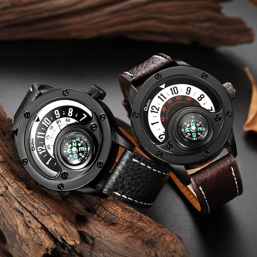 Reloj Masculino de Cuero con Brújula Decorativa - Grande - Image 7