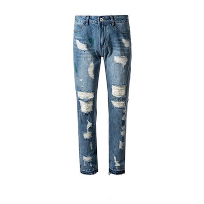 Jeans Rectos Hip Hop Rotos para Hombre - Image 10