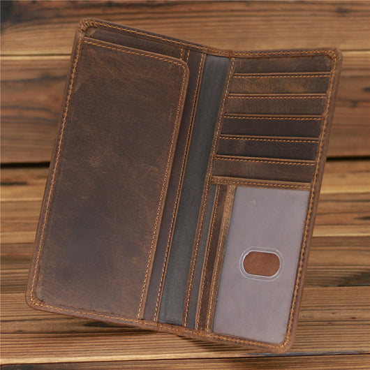 Billetera Larga de Cuero Crazy Horse para Hombre - Image 5