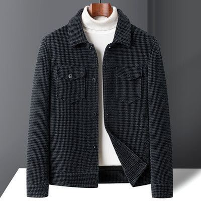 Abrigo de Lana Forrado en Fleece Estilo Coreano Casual Trendy para Hombre - Image 10