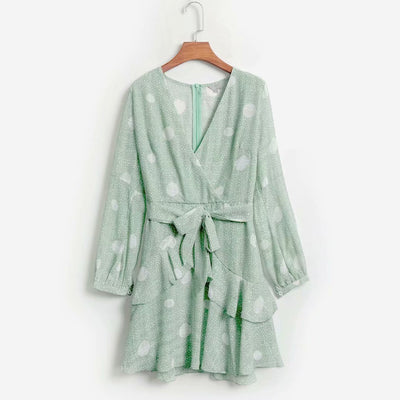 Blusa Escote V Manga Larga con Cintura Ajustable y Estampado Lunares - Image 31