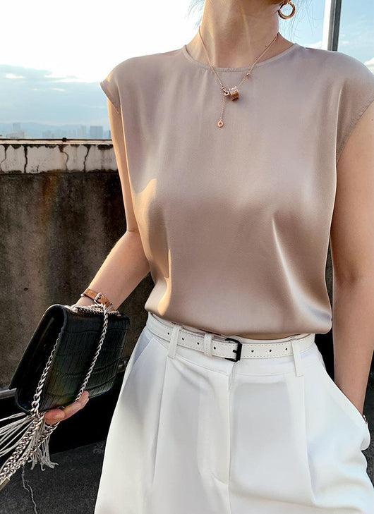 Blusa de Satén sin Mangas con Tirantes Finos - Cuello Redondo para Verano - Image 26
