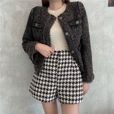 Shorts Cintura Alta Pata Ancha Cuadros Houndstooth - Image 13