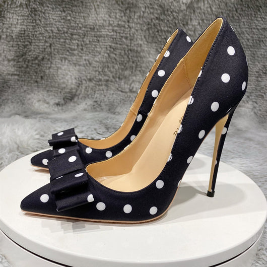 Zapatos de Tacón Alto Satinado con Lunares - Punta Fina Elegante - Image 10