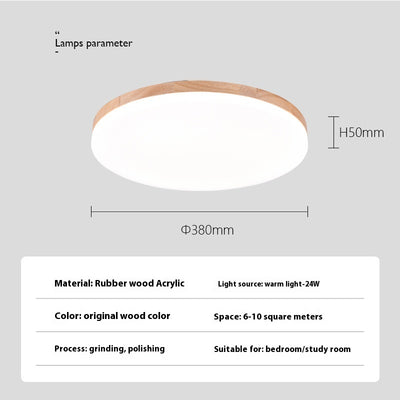 Lámpara de Techo LED Redonda Minimalista Nórdica en Madera Maciza - Image 7