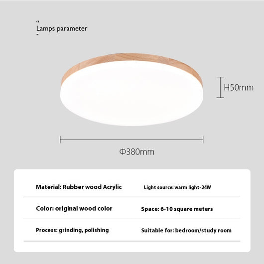 Lámpara de Techo LED Redonda Minimalista Nórdica en Madera Maciza - Image 7