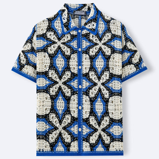 Polo Tejido Jacquard Geométrico con Detalles Calados - Image 2