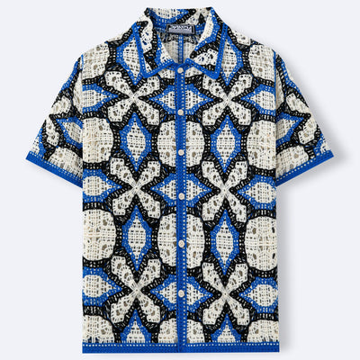 Polo Tejido Jacquard Geométrico con Detalles Calados - Image 2