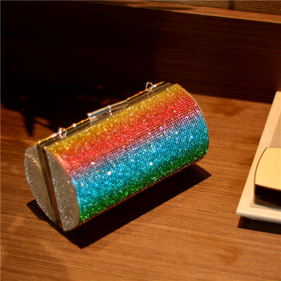 Bolso de Noche Degradado Arcoíris con Diamantes de Lujo para Mujer - Image 17