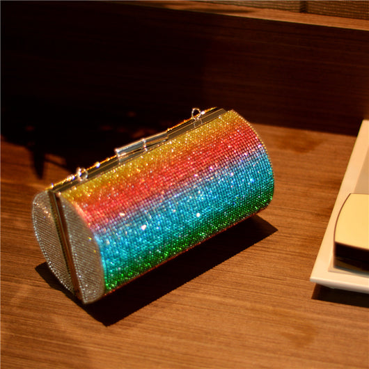 Bolso de Noche Degradado Arcoíris con Diamantes de Lujo para Mujer - Image 17