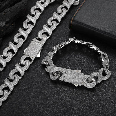 Pulsera Cubana de Zirconia Incrustada con Cadena de 8 Palabras - Image 11