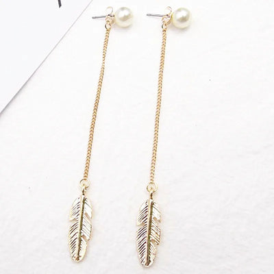 Aretes Largos de Perla con Hoja y Borla - Diseño Personalidad - Image 16