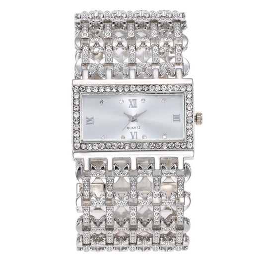 Reloj de Diamantes Cuadrado para Mujer con Banda de Acero y Números Romanos - Image 3