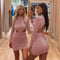 Traje Elegante Backless Brillante sin Tirantes