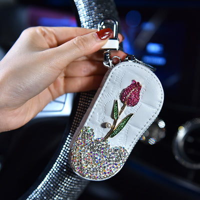 Funda para Llaves del Auto con Diamantes y Rosas - Diseño Femenino Elegante - Image 6