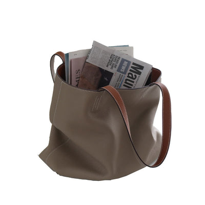 Bolso Grande de Cuero Genuino Doble Cara para Mujer - Image 2