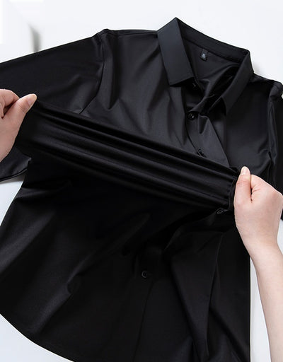 Camisa Manga Larga Sin Costuras Elástica Antiarrugas Efecto Hielo para Hombre - Image 4