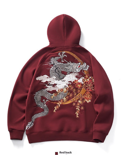 Sudadera con Capucha Dragón Bordado Pesado Otoño Invierno para Hombre - Image 9
