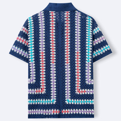 Cardigan Hueco de Manga Corta para Hombre - Tejido Soluble en Agua - Image 4