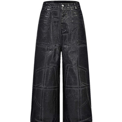 Pantalones Negros de Microfibra Elástica con Efecto Craquelado - Image 3