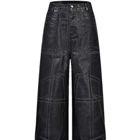 Pantalones Negros de Microfibra Elástica con Efecto Craquelado - Image 3