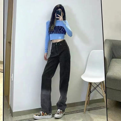Jeans Gradient Negro Cintura Alta para Mujer - Image 18