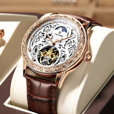 Reloj Mecánico Hombre Resistente al Agua con Diseño Calado