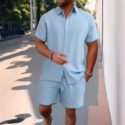 Conjunto de Playa Hombre: Camisa Suelta y Pantalones Cortos - Image 2